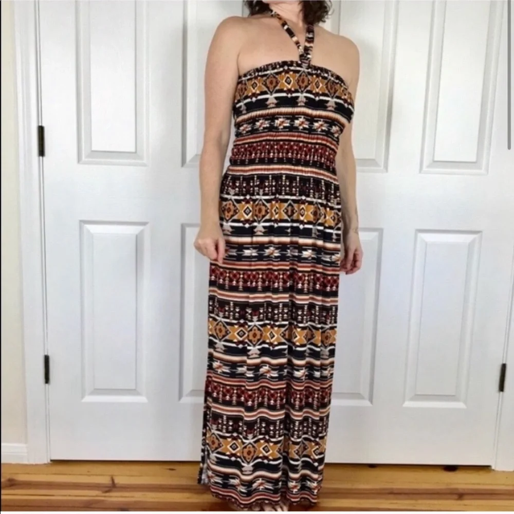 Sundance | Dresses | Sundance Dress Halter Long Tribal Print Stretch Maxi  Beach Cover Up Travel Gown